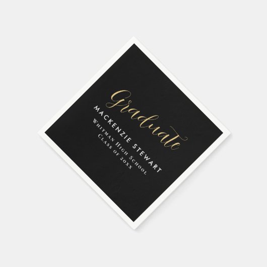 Eleganter, einfacher Gold Script-Abschluss Black Serviette (Ecke)