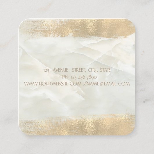Eleganter einfacher Goldrausch Schlaganfall, weiße Quadratische Visitenkarte (Rückseite)