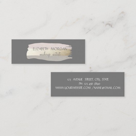 Eleganter, einfacher Grau, Pinselstrich Mini Visitenkarte (Vorne/Hinten)