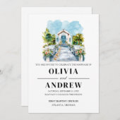 Eleganter einfacher katholischer Kapellplatz Hochz Einladung (Vorne/Hinten)