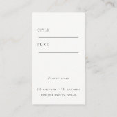 Eleganter einfacher Minimal-Kraft-White-Logo-Preis Visitenkarte (Rückseite)