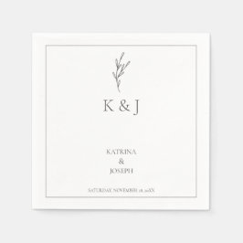 Eleganter einfacher Minimalistischer Hochzeitstil Serviette