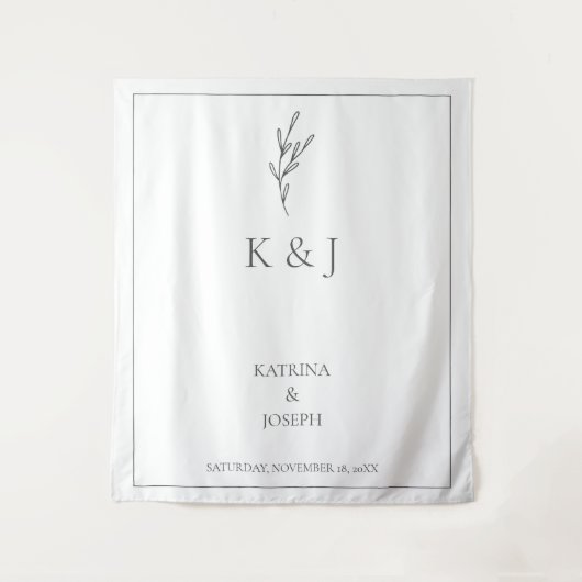 Eleganter einfacher Minimalistischer Hochzeitstil Wandteppich (Vorderseite)