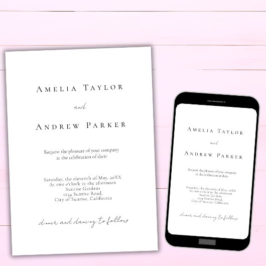 Eleganter einfacher Minimalistischer QR-Code Hochz Einladung