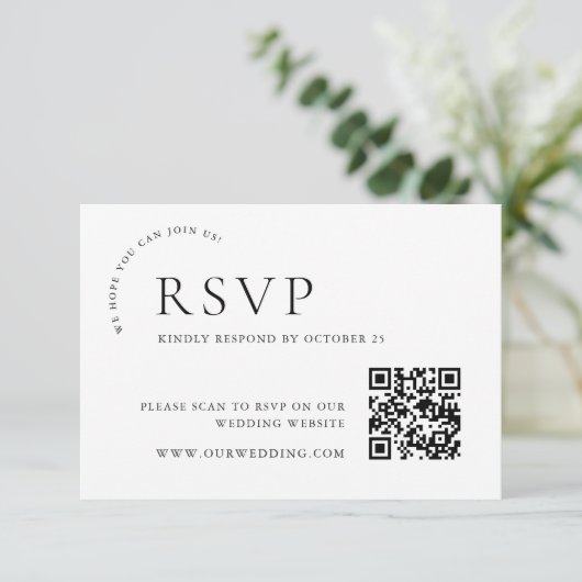 Eleganter einfacher Minimalistischer QR-Code RSVP Karte