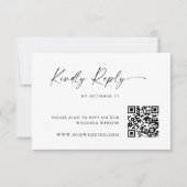Eleganter einfacher Minimalistischer QR-Code RSVP Karte (Vorderseite)
