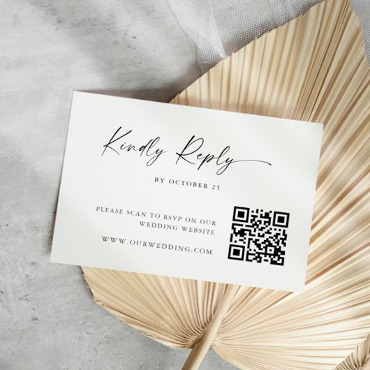 Eleganter einfacher Minimalistischer QR-Code RSVP Karte