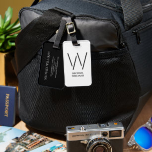 Eleganter einfacher Mit Monogramm Name in Weiß und Gepäckanhänger