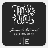 Eleganter einfacher moderner Minimaler Schwarzer S Quadratischer Aufkleber (Vorderseite)