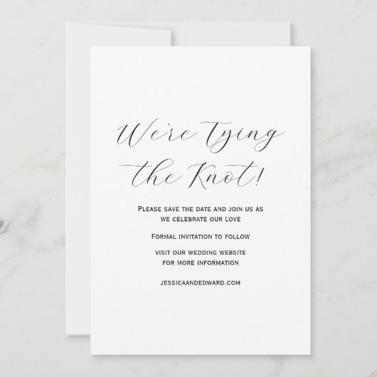 Eleganter einfacher, moderner Minimaler Script-Fot Save The Date (Rückseite)