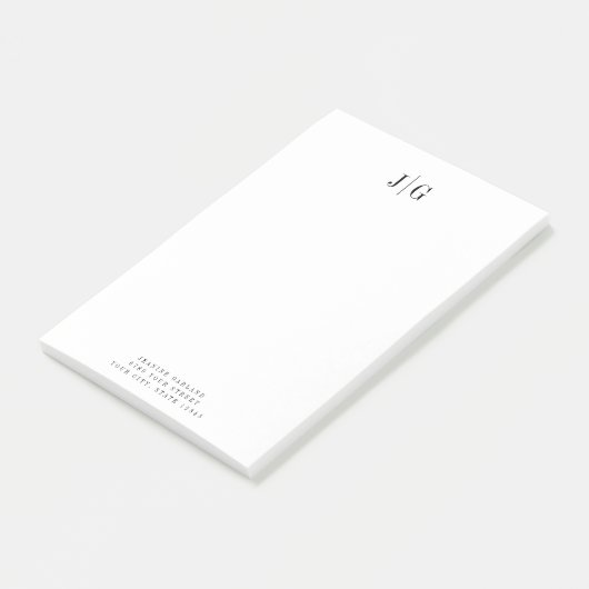 Eleganter einfacher Monogramm Minimalistischer Let Post-it Klebezettel (angewinkelt)