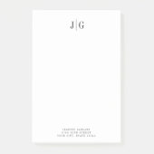 Eleganter einfacher Monogramm Minimalistischer Let Post-it Klebezettel (Vorderseite)