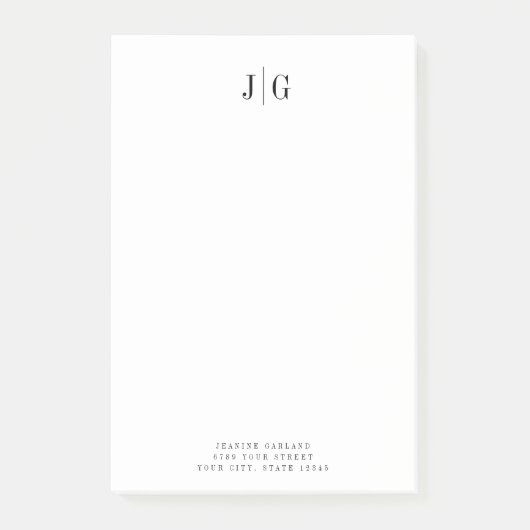 Eleganter einfacher Monogramm Minimalistischer Let Post-it Klebezettel (Vorderseite)