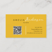 Eleganter einfacher Mustard Yellow Script QR-Code Visitenkarte (Rückseite)