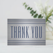 Eleganter einfacher Navy Blue & Silver Classic Str Dankeskarte (Stehend Vorderseite)