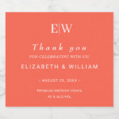 Eleganter einfacher Neon Flare mit Monogram Weddin Alkoholflaschenetikett (Einzelnes Label)