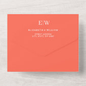 Eleganter einfacher Neon Flare mit Monogram Weddin All In One Einladung (Rückseite)