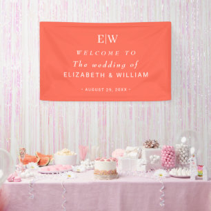 Eleganter einfacher Neon Flare mit Monogram Weddin Banner