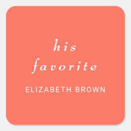 Eleganter einfacher Neon Flare mit Monogram Weddin Quadratischer Aufkleber