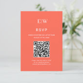 Eleganter einfacher Neon Flare mit Monogram Weddin RSVP Karte (Stehend Vorderseite)