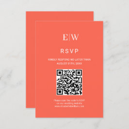 Eleganter einfacher Neon Flare mit Monogram Weddin RSVP Karte