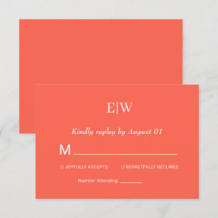 Eleganter einfacher Neon Flare mit Monogram Weddin RSVP Karte