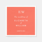 Eleganter einfacher Neon Flare mit Monogram Weddin Serviette (Vorderseite)