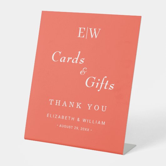 Eleganter einfacher Neon Flare mit Monogram Weddin Sockelschild (Vorderseite)