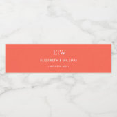 Eleganter einfacher Neon Flare mit Monogram Weddin Wasserflaschenetikett (Einzelnes Label)