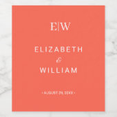Eleganter einfacher Neon Flare mit Monogram Weddin Weinetikett (Einzelnes Label)