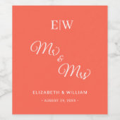 Eleganter einfacher Neon Flare mit Monogram Weddin Weinetikett (Einzelnes Label)