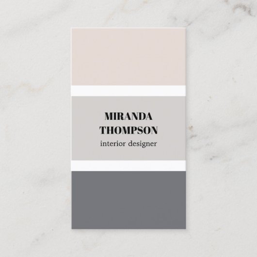 Eleganter, einfacher Pastellstreifen - Innenarchit Visitenkarte (Vorderseite)