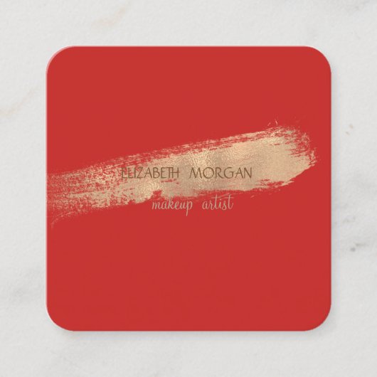 Eleganter, einfacher Rot, Pinselstrich Quadratische Visitenkarte (Vorderseite)