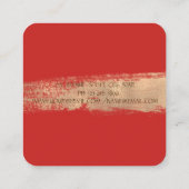 Eleganter, einfacher Rot, Pinselstrich Quadratische Visitenkarte (Rückseite)