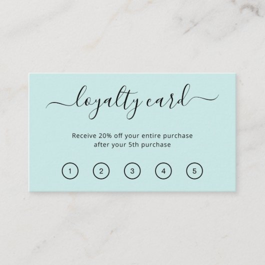 Eleganter einfacher Schönheitssalon Aquamarin Türk Treuekarte (Vorderseite)