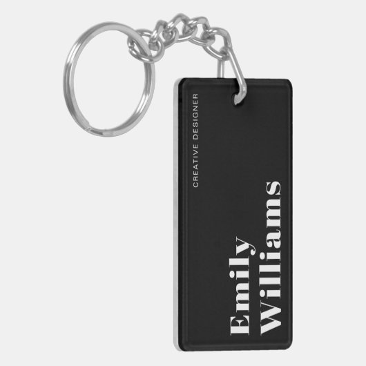 Eleganter einfacher Schwarz-Weiß-Minimal Schlüsselanhänger (Vorderseite links)