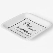 Eleganter einfacher Schwarz-Weiß-Moderne 1. Geburt Pappteller (Gewinkelt)