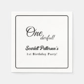 Eleganter einfacher Schwarz-Weiß-Moderne 1. Geburt Serviette (Vorderseite)