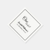 Eleganter einfacher Schwarz-Weiß-Moderne 1. Geburt Serviette (Ecke)