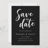 Eleganter einfacher Schwarz-Weiß-QR-Code Hochzeit Save The Date (Vorderseite)