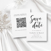 Eleganter einfacher Schwarz-Weiß-QR-Code Hochzeit Save The Date