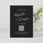 Eleganter einfacher Schwarzer Minimalistisch Moder Save The Date (Stehend Vorderseite)