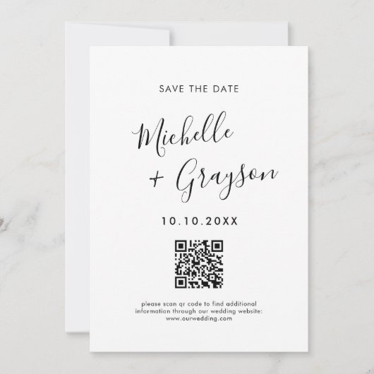 Eleganter einfacher Schwarzer Minimalistisch Moder Save The Date (Vorderseite)