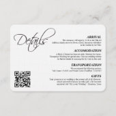 Eleganter einfacher Script-Hochzeitdetails QR-Code Begleitkarte (Vorderseite)