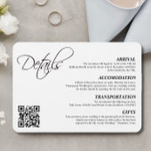 Eleganter einfacher Script-Hochzeitdetails QR-Code Begleitkarte