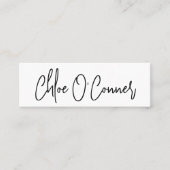 Eleganter einfacher Skriptname Weiß Minimalistisch Mini Visitenkarte (Vorderseite)