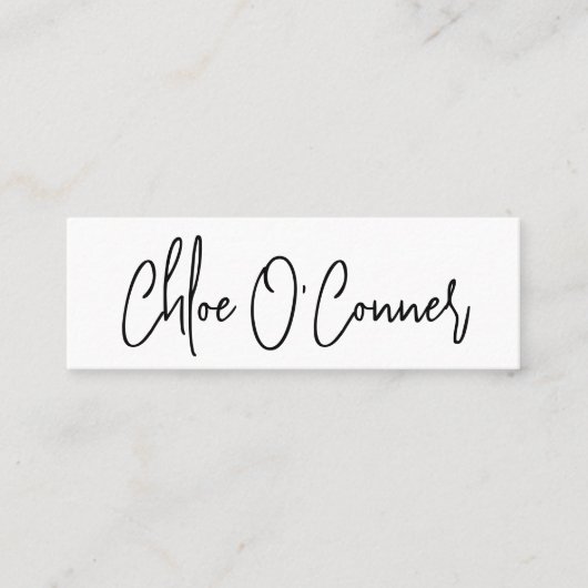 Eleganter einfacher Skriptname Weiß Minimalistisch Mini Visitenkarte (Vorderseite)