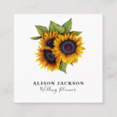 Eleganter, einfacher Sonnenblumen-Bouquet-Hochzeit Quadratische Visitenkarte (Vorderseite)