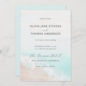 Eleganter, einfacher Strand mit Wasserfarben Einladung (Vorne/Hinten)