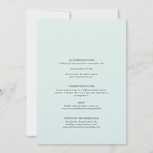 Eleganter, einfacher Strand mit Wasserfarben Einladung (Rückseite)